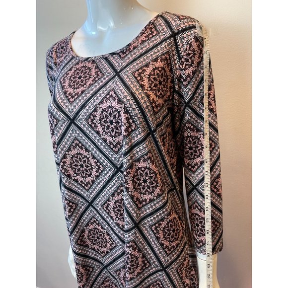 Nina Britton Womens Geometric Shift Dress Kdr102391-Sf Stitch Fix Black Pink M - Picture 4 of 7